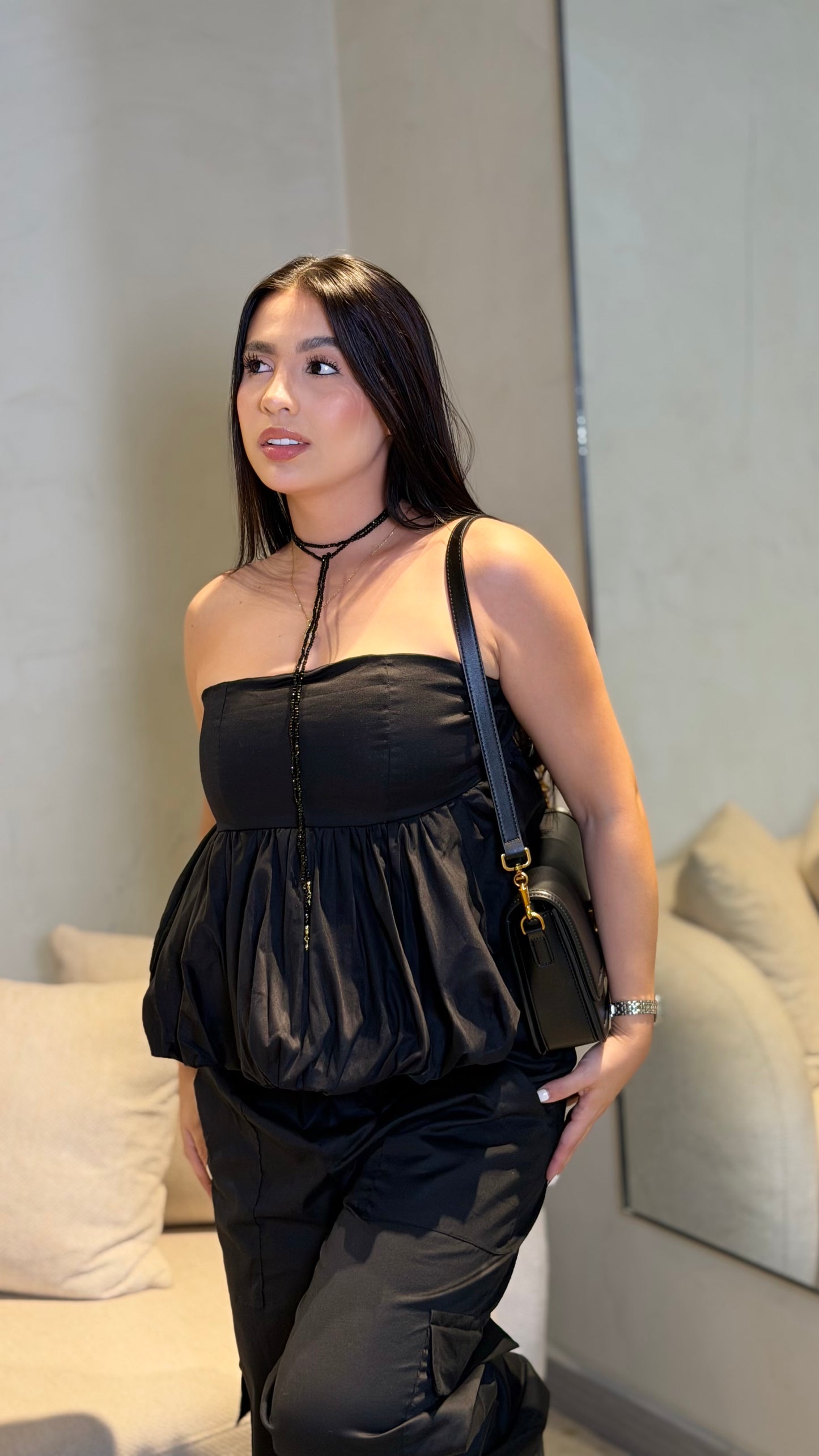 Blusa Strapless globo