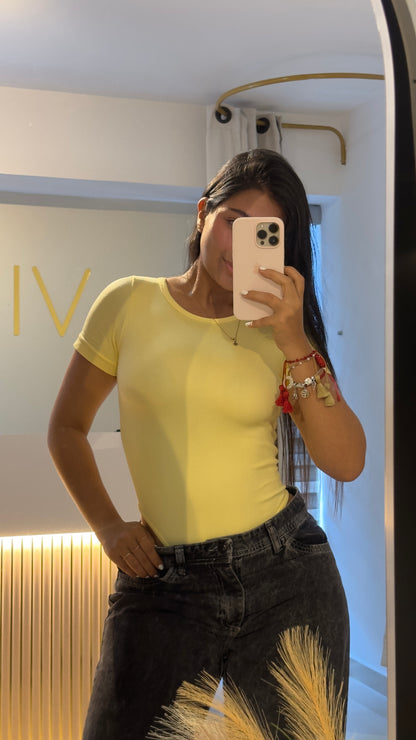 Body seamless manga corta escotado #48