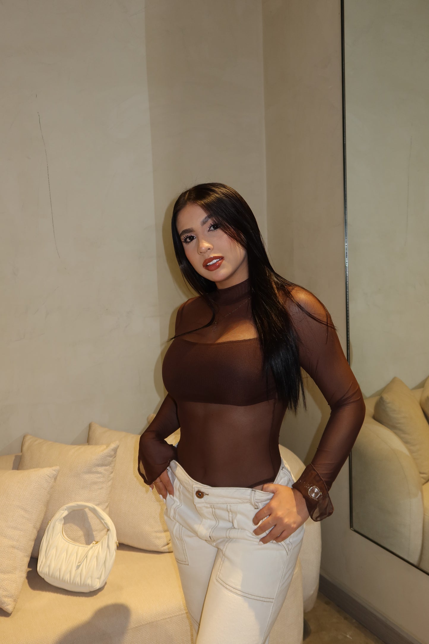 Body malla top cuello tortuga